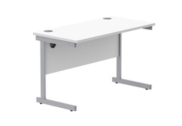 [CORE1260SUWHTSV] Office Rectangular Desk With Steel Single Upright Cantilever Frame (Fsc) | 1200X600 | Arctic White/Silver