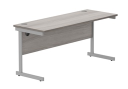 [CORE1660SUGOAKSV] Office Rectangular Desk With Steel Single Upright Cantilever Frame (Fsc) | 1600X600 | Alaskan Grey Oak/Silver