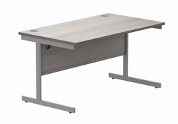 [CORE1480SUGOAKSV] Office Rectangular Desk With Steel Single Upright Cantilever Frame (Fsc) | 1400X800 | Alaskan Grey Oak/Silver