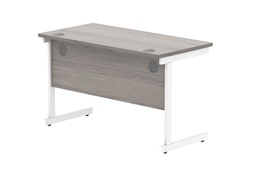 [CORE1260SUGOAKWH] Office Rectangular Desk With Steel Single Upright Cantilever Frame (Fsc) | 1200X600 | Alaskan Grey Oak/White