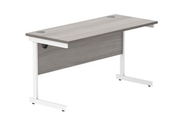 [CORE1460SUGOAKWH] Office Rectangular Desk With Steel Single Upright Cantilever Frame (Fsc) | 1400X600 | Alaskan Grey Oak/White