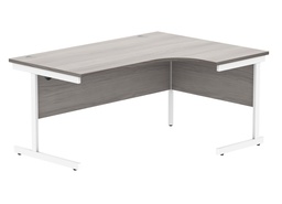 [CORE1612RHSUGOAKWH] Office Right Hand Corner Desk With Steel Single Upright Cantilever Frame (Fsc) | 1600X1200 | Alaskan Grey Oak/White