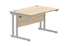 [CORE1280DUOKSV] Office Rectangular Desk With Steel Double Upright Cantilever Frame (Fsc) | 1200X800 | Canadian Oak/Silver