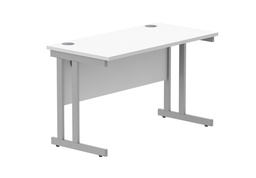 [CORE1260DUWHTSV] Office Rectangular Desk With Steel Double Upright Cantilever Frame (Fsc) | 1200X600 | Arctic White/Silver