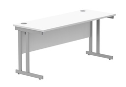 [CORE1660DUWHTSV] Office Rectangular Desk With Steel Double Upright Cantilever Frame (Fsc) | 1600X600 | Arctic White/Silver