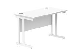 [CORE1260DUWHTWH] Office Rectangular Desk With Steel Double Upright Cantilever Frame (Fsc) | 1200X600 | Arctic White/White