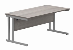 [CORE1680DUGOAKSV] Office Rectangular Desk With Steel Double Upright Cantilever Frame (Fsc) | 1600X800 | Alaskan Grey Oak/Silver