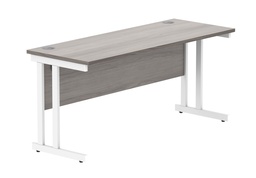 [CORE1660DUGOAKWH] Office Rectangular Desk With Steel Double Upright Cantilever Frame (Fsc) | 1600X600 | Alaskan Grey Oak/White