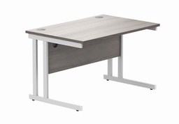 [CORE1280DUGOAKWH] Office Rectangular Desk With Steel Double Upright Cantilever Frame (Fsc) | 1200X800 | Alaskan Grey Oak/White