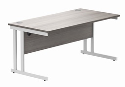 [CORE1680DUGOAKWH] Office Rectangular Desk With Steel Double Upright Cantilever Frame (Fsc) | 1600X800 | Alaskan Grey Oak/White