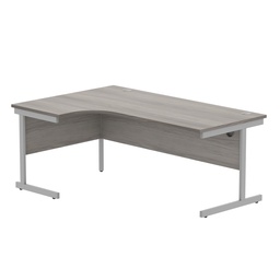 [CORE1812LHSUGOAKSV] Office Left Hand Corner Desk With Steel Single Upright Cantilever Frame (Fsc) | 1800X1200 | Alaskan Grey Oak/Silver