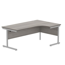 [CORE1812RHSUGOAKSV] Office Right Hand Corner Desk With Steel Single Upright Cantilever Frame (Fsc) | 1800X1200 | Grey Oak/Silver