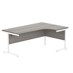 [CORE1812RHSUGOAKWH] Office Right Hand Corner Desk With Steel Single Upright Cantilever Frame (Fsc) | 1800X1200 | Grey Oak/White