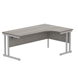 [CORE1812RHDUGOAKSV] Office Right Hand Corner Desk With Steel Double Upright Cantilever Frame (Fsc) | 1800X1200 | Grey Oak/Silver