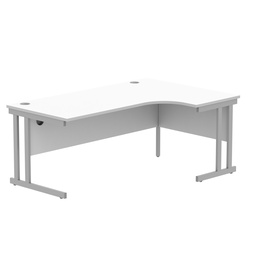 [CORE1812RHDUWHTSV] Office Right Hand Corner Desk With Steel Double Upright Cantilever Frame (Fsc) | 1800X1200 | White/Silver