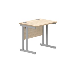 [CORE8060DUOKSV] Office Rectangular Desk With Steel Double Upright Cantilever Frame (Fsc) | 800X600 | Canadian Oak/Silver