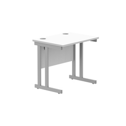 [CORE8060DUWHTSV] Office Rectangular Desk With Steel Double Upright Cantilever Frame (Fsc) | 800X600 | Arctic White/Silver