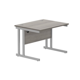 [CORE8080DUGOAKSV] Office Rectangular Desk With Steel Double Upright Cantilever Frame (Fsc) | 800X800 | Alaskan Grey Oak/Silver