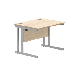 [CORE8080DUOKSV] Office Rectangular Desk With Steel Double Upright Cantilever Frame (Fsc) | 800X800 | Canadian Oak/Silver