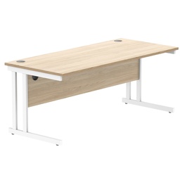 [CORE1880DUOKWH] Office Rectangular Desk With Steel Double Upright Cantilever Frame (Fsc) | 1800X800 | Canadian Oak/White