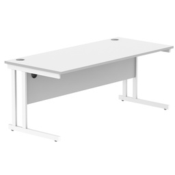 [CORE1880DUWHTWH] Office Rectangular Desk With Steel Double Upright Cantilever Frame (Fsc) | 1800X800 | Arctic White/White