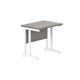 [CORE8060DUGOAKWH] Office Rectangular Desk With Steel Double Upright Cantilever Frame (Fsc) | 800X600 | Alaskan Grey Oak/White