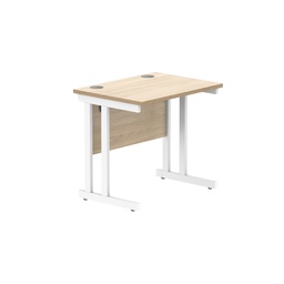 [CORE8060DUOKWH] Office Rectangular Desk With Steel Double Upright Cantilever Frame (Fsc) | 800X600 | Canadian Oak/White