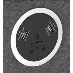 [PM2BK] Power Module - 1 Uk Socket 2 Smart Charge 500mm Lead - Black