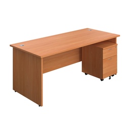 [PAN1880BUN2BE] Panel Rectangular Desk + 2 Drawer Mobile Pedestal Bundle (FSC) | 1800X800 | Beech/Beech | 