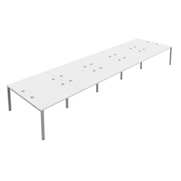 [CB1280CPWHSV/10P] CB Bench with Cable Ports: 10 Person (FSC) | 1200 X 800 | White/Silver | 