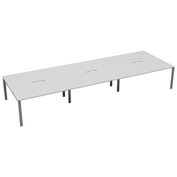 [CB1480COWHSV/6P] CB Bench with Cut Out: 6 Person (FSC) | 1400 X 800 | White/Silver | 