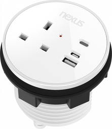 [NEX200WW2W-01] 80Mm In-Desk Power Module 1X
240V Uk Socket, 30W Usb-C, 27W
Usb-A, White Housing, White Bezel,
White Veneer (With Additional Usb-C
Keystone Blank - Keystone Not
Supplied)