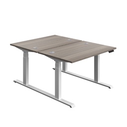 [ECBB1280CPGOWH] Economy Back To Back Sit Stand Desk (FSC) | 1200 X 800 | Grey Oak/White | 