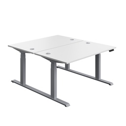 [ECBB1480CPWHSV] Economy Back To Back Sit Stand Desk (FSC) | 1400 X 800 | White/Silver | 