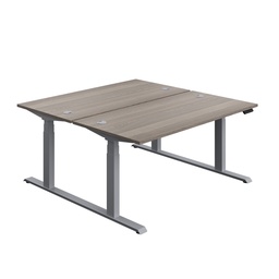 [ECBB1680CPGOSV] Economy Back To Back Sit Stand Desk (FSC) | 1600 X 800 | Grey Oak/Silver | 