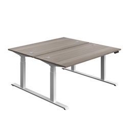 [ECBB1680CPGOWH] Economy Back To Back Sit Stand Desk (FSC) | 1600 X 800 | Grey Oak/White | 