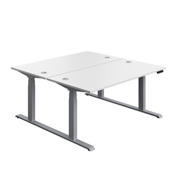 [ECBB1680CPWHSV] Economy Back To Back Sit Stand Desk (FSC) | 1600 X 800 | White/Silver | 