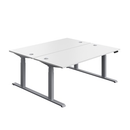 [ECBB1880CPWHSV] Economy Back To Back Sit Stand Desk (FSC) | 1800 X 800 | White/Silver | 