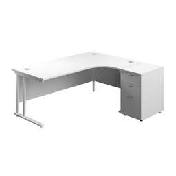 Twin Upright Radial Desk & Pedestal Bundle (FSC)